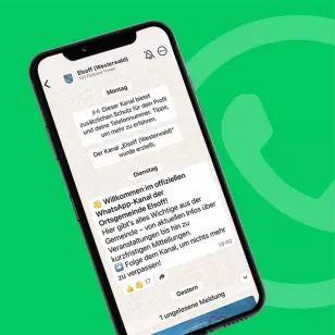 Screenshot des WhatsApp Kanal der Gemeinde Elsoff auf dem Smartphone